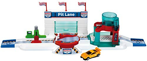 Theo Klein 2866 Bosch Car Service Pit Lane, mit Farbwechsel-Auto | Hebebühne, Waschstraße u.v.m. | 1 Farbwechsel-Fahrzeug | Maße: 53 cm x 16,5 cm x 13,5 cm | Spielzeug für Kinder ab 3 Jahren