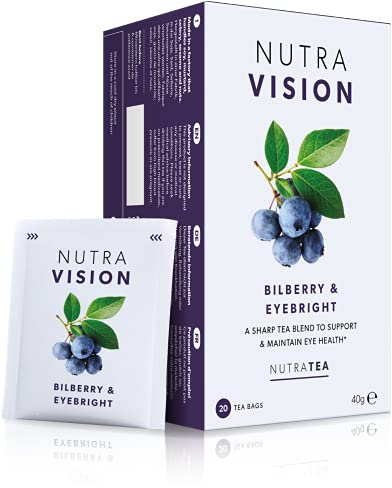 NutraVision - Thé de soutien pour les yeux | Thé contre la fatigue oculaire - Supplément pour la santé oculaire - 20 Sachets de thé enveloppés - par NutraTea - Tisane