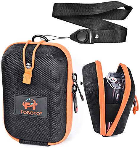 FOSOTO Black Hard EVA Camera Case Compatible for Canon PowerShot SX730 SX620 G7 X Mark2 G9 X mark2, Panasonic LUMIX TZ90 TZ70 TZ80 with Neck Strap Camera Case for All-in-One Digital Cameras (Black)