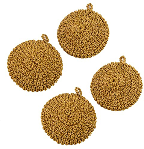 WEAUSUP Handmade 4 Sponges Kitchen - Scrub Sponge - Pot Scrubbers - Scouring Pads - Multi-Purpose Scrubbers- Reusable - Microfiber Sponge Double Thickness - Non-Scratch for Dishes, pots, tubs