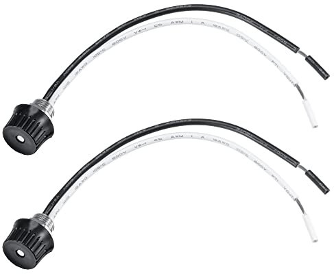 sourcing map 2Stk Baldachin Schalter 1,5A 250V AC/3A 125V AC Drehstil Ein/aus Metallgewindesockel Anschlusskabel ZE-105M für Lampe DIY Projekt Schwarz
