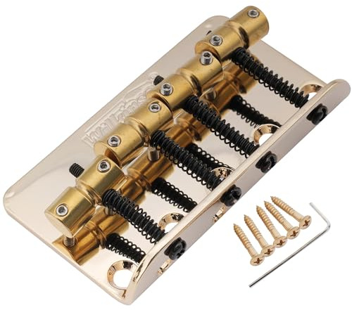 Wilkinson WBBC Bass Bridge Steg Brücke Messing Saitenreiter für 4-Saiter Precision Bass/Jazz Bass, Gold