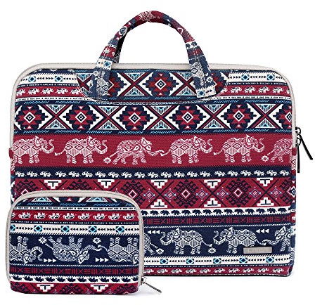 fdsmall 15.6 Inch Laptop Case, Canvas Computer Bag Case, Protective Notebook Case, Briefcase Cover, Carrying Case, Compatible with MacBook Air, MacBook Pro, Tablet PC, Ultrabook, Netbook(elephant red)