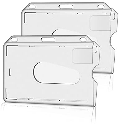 Cobee Ausweishalter, Hartplastik Kartenhalter Daumenschlitz Kreditkarten Schutz robuster Ausweishalter, 2 Stück für Schule Arbeitsplatz Business Ausstellung