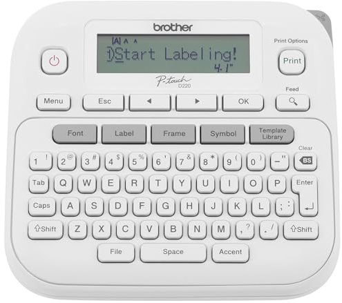 Brother P-Touch PTD220 Home/Office Everyday Label Maker | Prints TZe Label Tapes up to ~1/2 inch White