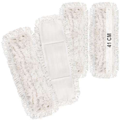 com-four® 4X Panni Premium - Panno di Ricambio Professionale in Microfibra per Mop - Panno per Pulizia per Mop con Larghezza 41 cm - Copri Mop Lavabili Fino a 60°C (4 Pezzi - Bianco - 41 cm)