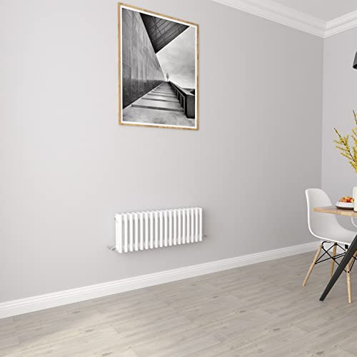 Heizkörper, horizontal, 3 Säulen, Gusseisen, Zentralheizung, für Badezimmer, Wohnzimmer und Küche, 300 x 830 mm, Weiß