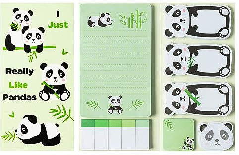 550 Blätter Panda Haftnotizen Set Panda Shaped Paper Clips Neuheit | Selbstklebende Haftnotizen Schreiben Memo Pads für Kinder Home Office Schulbedarf Seite Marker Geschenk für Lehrer Schüler