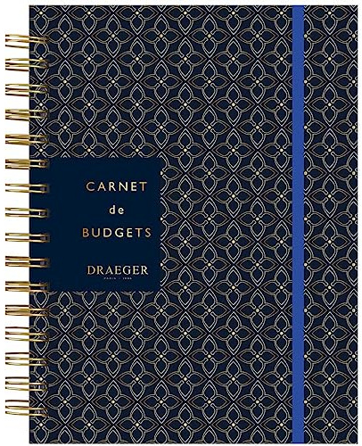 Draeger Paris | Marinblå och spiral budgetanteckningsbok | 15,5 x 21 cm A5-format | 192 sidor | Finansförvaltning, budget, intäkter, utgifter | Organisation