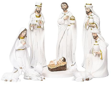 Presepe Gruppo Scena Decorazione Resina Presepe Figurine Set Figure Religiose Statue Ornamenti Ornamento di Natale Confezione Regalo
