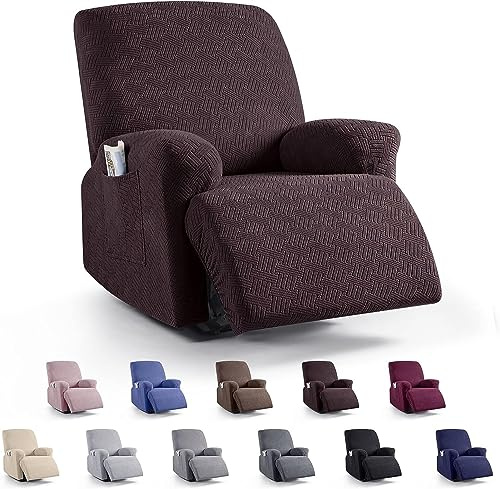 Sesselbezug, dehnbar, für 1-Sitzer, neigbar, elektrisch, Relax, Bezug für Sessel, mit Tasche, Schutz für Sessel (Schokolade)