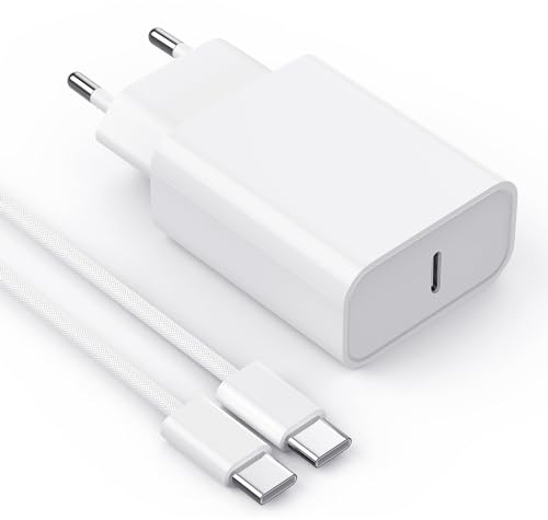 Cargador Carga Rapida for iPhone 15 16 17 Pro MAX Air Plus e/iPad Pro/Air/Mini Adaptador de Corriente USB C de 20W con Cable de 2M
