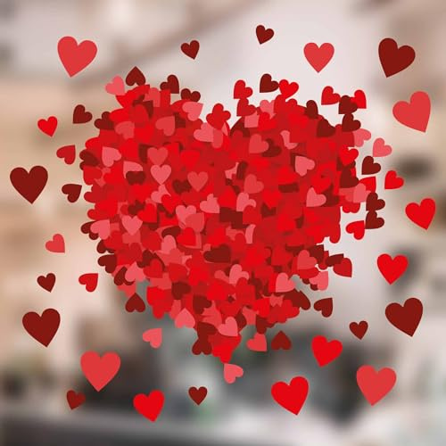 Adesivi per finestra a forma di cuore medio per vetro, adesivi per finestra di San Valentino, decorazioni per San Valentino per vetrine di negozi di San Valentino