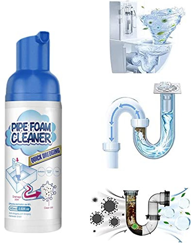 Herios - Detergente in schiuma per scarichi di scarico, per rimuovere e pulire gli intasamenti dei capelli, deodorante per tubi, detergente in schiuma rapida per lavelli da cucina, WC, lavandini e