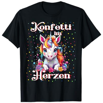 Einhorn konfetti im Herzen Kostüm Karneval Kostüm Faschings T-Shirt