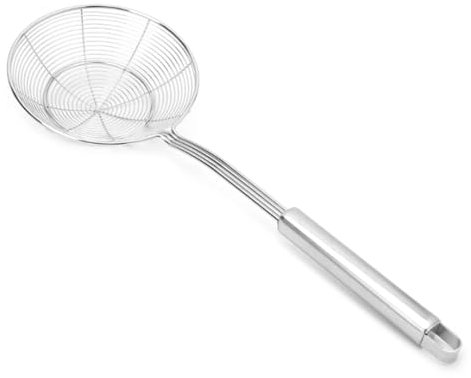 HASMI Cuchara coladora, Cuchara Espumadera, Colador de araña de Acero Inoxidable Macizo, cucharón para cocinar y freír, Utensilios de Cocina, colador de Alambre, Cuchara coladora de Pasta