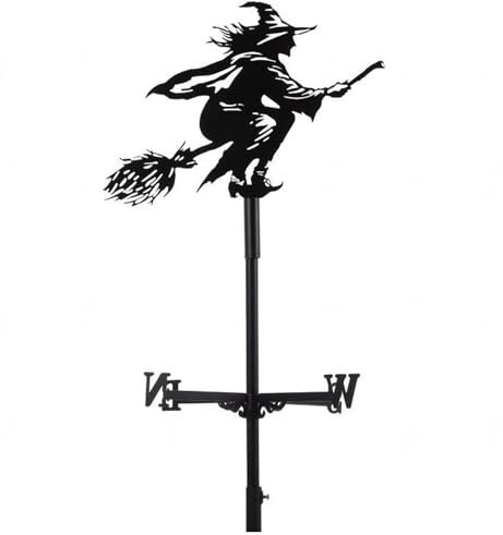 BesBet Hexen Deko Halloween, Wetterfahne Klein, Fliegende Hexe Gartendeko Ostern, Wetterfahn Dach, für Garten Hof Rasen Halloween Dekoration