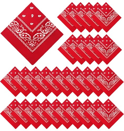 YSense 30 Pieces Paisley Bandana Unisex Multi-Purpose Bandanas Bulk Cowboy Headbands Square Scarf Head Wrap for Women Men