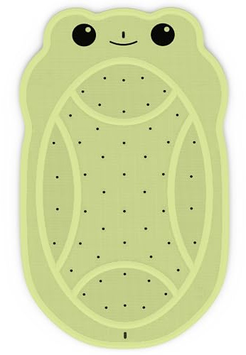 Upgraded Kids Bathtub Mat Non Slip, Low-Odor Natural Rubber Bath Mat with Strong 18mm Suction Cups, Flat Non-Slip Surface, 30x18 Cute Frog Design, Shower Mat Fast Draining for Smooth Tubs, Green
