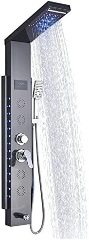 Top-Design-Duschpaneel, 5 Funktionen, Badezimmer-Duscharmatur, Wandmontage, Schwarze Kalt- Und Warmduschsäule, Schwarze Dusche,Schwarze Dusche