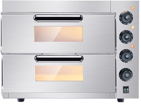 Llchaensc Four À Pizza Électrique Double, Four À Pizza en Acier Inoxydable,3000W Four Pizza Commercial avec Minuterie, 50-350℃ Température Contrôle