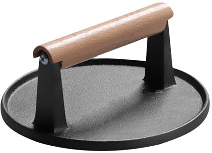 Schiacciapatate in ghisa, per hamburger, hamburger, hamburger, 17 cm, resistente, in ghisa, per hamburger, hamburger, tortine, utensili da cucina, barbecue e grigliate