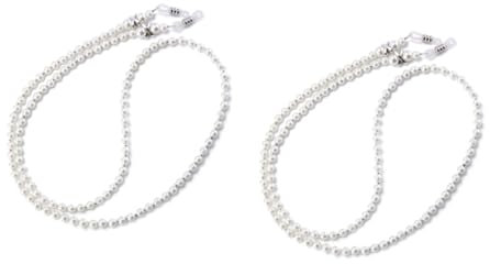 WRITWAA 2stücke Brillenketten Mit Kunstperlen Und Rutschfesten Brillenhalter-gurtbändern Zum Umhängen Für Lesebrillen Und Sonnenbrillen Weiß