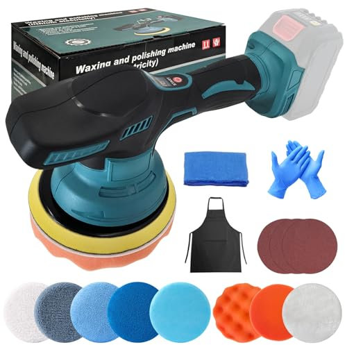 Lucidatrice Auto Senza Fili compatibile con Makita 18V Batteria, Lucidatrice Elettrica Regolazione 8 Velocità, Lucidatrice a Batteria per Lucidatura, Ceratura, Levigatura, auto(senza batteria)