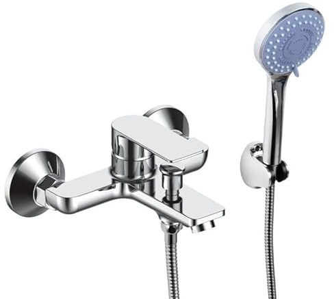 Yoka Home - Badewannenarmatur mit Handbrause - Duscharmatur Wasserhahn für Badewanne Mischbatterie mit Schlauch - Wannenarmatur - Wandmontage - Chrom