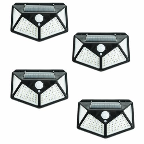 Hqynss 114 LED Solar Security Lights Outdoor, 4 Pack, 3 Modes Solar Motion Sensor Lights 270° Wide Angle IP65 Waterproof Solar Powered Durable Wall Lights Outside for Garden Fence Yard Garage Pathway