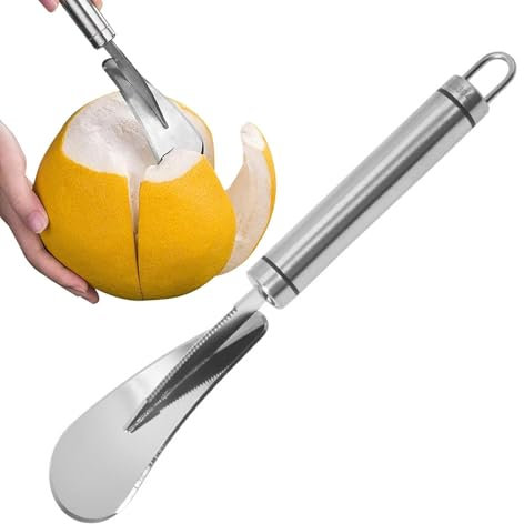 Orangenschalenwerkzeug, Pomeloöffner, Orangen-Zitrusschäler aus Edelstahl gebogener Kantenschneider, Easy Slicer Gebogene Kante Orangenschneider, Orangenschäler Schneider für Mango Banane Orange