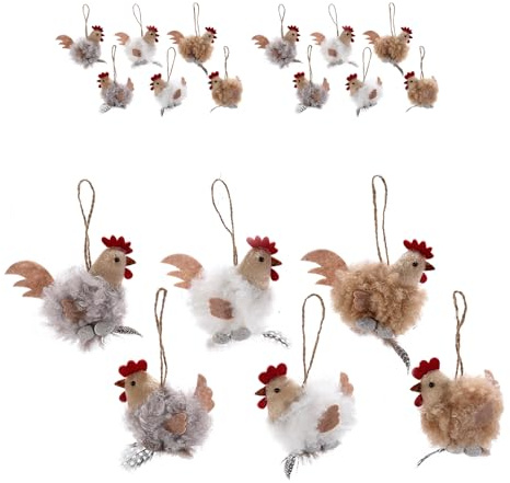 Gruppo Maruccia - Decorazioni Pasquali da Appendere a Forma di Galline - Addobbi in Pelliccia Sintetica - Set 12 Pezzi Assortiti