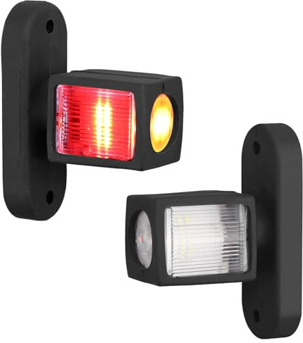 Justech 2 Stück LED Seitenmarkierungsleuchten 12-30V IP65 Wasserdichte 6 LEDs pro Lampe Anhänger Seitenmarkierung Lampe Warnlicht Weiß Rot Amber Mit Schrauben für Lkw Anhänger Lkw Caravan