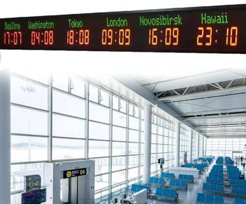 Orologio Mondiale Orologio Digitale A Led Con 3/4/5/6 Fusi Orari, Orologio Digitale Con Più Fusi Orari, Orologio Parete Mondiale Con Più Fusi Orari A Colori Per Ufficio/Casa/Soggiorno/Scuola,6time