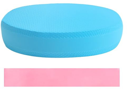 Ovala skumbalansdynor bekväm balansplatta bärbar gymnastikbräda gjord av termoplastiska elastomerer för pilates dans balans träning sjukgymnastik (blå) + ett yoga-gummiband