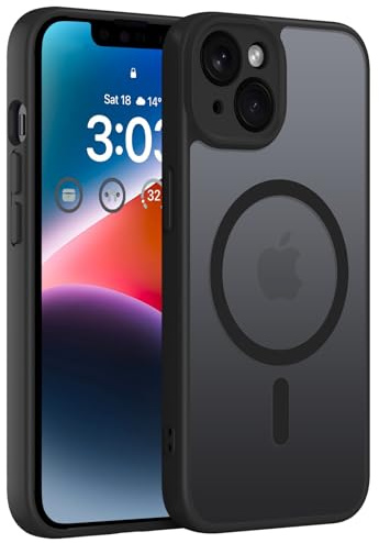 ORDA für iPhone 14 Plus Hülle, Kompatibel mit MagSafe, Schwarz | Vollständiger Kameraschutz, Stoßfest Kratzfest Haltbarkeit, Transluzente Rückseite, Matt Magnetische Handyhülle