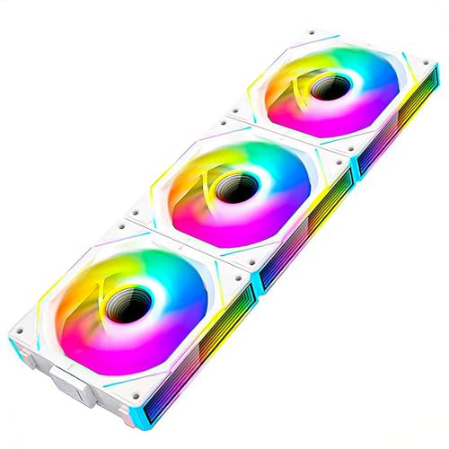Jungle Leopard Interstellar V1 120mm PC Case Fans, White Reverse | Daisy-Chain，Infinity Mirror Module, ARGB PWM, Triple Pack, Computer Case PC Fans