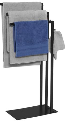 IDMarket - Porte-Serviettes sur Pied 3 Barres latérales Dallas métal Noir Design Industriel