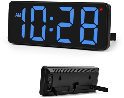 Sukeen Digitale Wanduhr Tischuhr, Digital Uhr Wand Uhr mit großen Ziffern, Automatische Lichtsteuerung, 12/24H, Wanduhr ohne Tickgeräusche mit Wohnzimmer/Schlafzimmer/Klassenzimmer/Lager/Büro-Blau