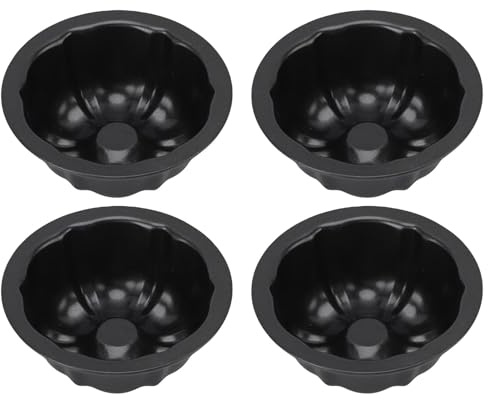 HERCHR Mini tortiera antiaderente da 4 pezzi per cottura al forno, tortiere scanalate in acciaio al carbonio, stampo per torta rotondo a forma di zucca in metallo da 4 pollici per