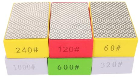 MOTHNUR Set 6 Tamponi Diamantati Lucidatura Manuale a Rombo Blocchi Abrasivi per Piastrelle in Ceramica e Pietra Spugne Abrasive Grana 60/120/240/320/600/1000 per Lavori di Levigatura e