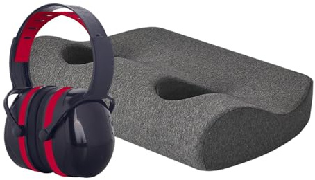 Baoblaze Cuscino con Due Fori per Le Orecchie con paraorecchie antirumore, Morbido ed ergonomico, per Uomini e Donne, per Dormire su Un Fianco e per Piercing, Grigio Scuro