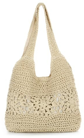 Freiesoldaten Bolso Tote de Paja para Mujer Grande Verano Playa Tejido Bolso Bandolera para Viajes Vacaciones