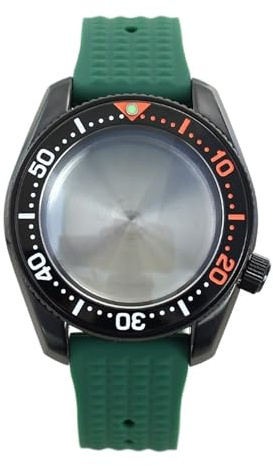 1 st Svart 42 mm vattentät klockfodral Gummiarmband for NH35NH36 NH34/38 urverk 28,5 Urtavla Safirkristallglas(Style 8)