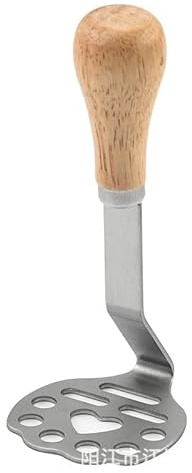 Pisapatatas de Acero Inoxidable, Machacador de Patatas con Mango de Madera Ergonómico – Ideal para Puré, Verduras, Comida Bebé y Guacamole – Resistente y Fácil de Limpiar