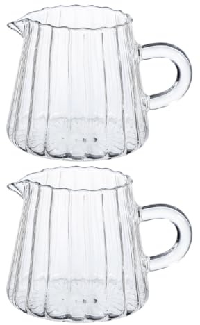 Veemoon Jarra de Vidrio de Borosilicato 200 Ml, Jarra para Espumar Leche Transparente Resistente al Calor, Taza Pequeña para Café Leche, Set de 2 Unidades para Uso Doméstico