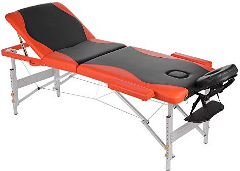 Melko Mobile Massageliege klappbar höhenverstellbar Therapieliege Massagetisch Massagebank Massagebett Schwarz/Orange