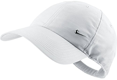 Nike Cap Metal Swoosh Logo Mütze, White/Metallic Silver, one Size