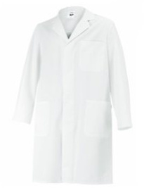 BP 1656-130-21-3XLn Unisex-Mantel, Langarm, Kragen mit Aufschlag, 205,00 g/m² Reine Baumwolle, weiß, 3XLn