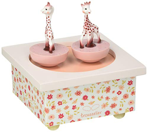 TROUSSELIER - Sophie la Girafe. - Boîte à Musique Dancing - Idéal Cadeau de Naissance - 2 Figurines Amovibles - Fonctionnement Simple - Musique Feelings - Colori Rose
